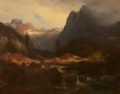 Andreas Achenbach, Nordic mountain landscape, Oil on canvas (relined)