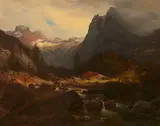 Andreas Achenbach, Nordic mountain landscape, Oil on canvas (relined)