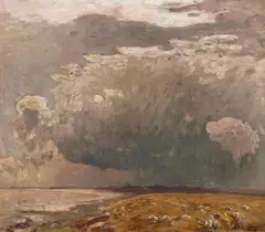 Eugen Bracht, Oncoming weather - Keitum, Oil on card