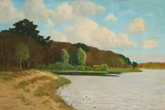 Paul Müller-Kaempff, Sunny autmn day at the Saaler Bodden, Oil on canvas
