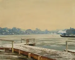 Max Clarenbach, View of the outer Alster in Hamburg, Oil on canvas