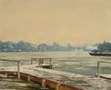 Max Clarenbach, View of the outer Alster in Hamburg, Oil on canvas
