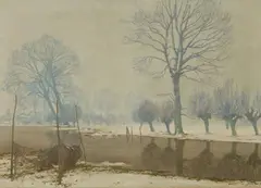 Max Clarenbach, Winter Morning, Oil on canvas