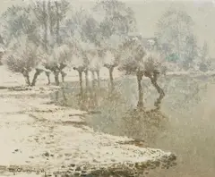Max Clarenbach, Winter landscape, Oil on hardboard