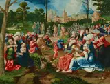 attributed to Jan Wellens de Cock, The Miracle of the Loaves and Fishes, Oil on panel (parquetted)
