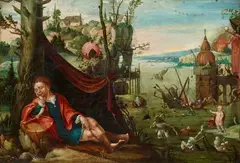 Jan Mandijn, Saint Christopher, called by the Infant Christ, Oil on panel (parquetted)