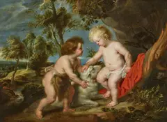 studio of Jan Wildens Peter Paul Rubens, The Infant Jesus and the Boy John, Oil on canvas (relined)
