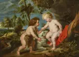 The Infant Jesus and the Boy John by studio of Jan Wildens Peter Paul Rubens, Oil on canvas (relined), sold May 2026