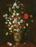 Bouquet of flowers in a carved vase by Jan Brueghel the Younger Frans Francken the Younger, Oil on panel, sold May 2026