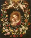 Virgin with the Child and Angels in a Garland of Flowers by Jan Brueghel the Younger Hendrick van Balen, Oil on copper, sold May 2026