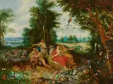 An Allegory of the four elements by Jan van Kessel the Elder Frans Francken the Younger, Oil on panel (With the coat of amrs of the City of Antwerp), sold May 2026