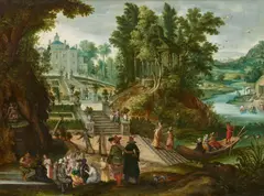 Sebastiaan Vrancx, A Garden with Elegant Company, Oil on panel
