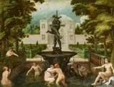 Adriaen van Stalbemt, Diane and Calisto, Oil on panel (parquetted)