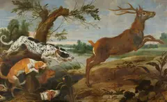 Paul de Vos, Deer Hunt, Oil on canvas (relined)