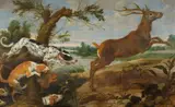 Paul de Vos, Deer Hunt, Oil on canvas (relined)