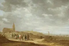 Jan van Goyen, Fishermen on the beach at Scheveningen, Oil on canvas (relined)