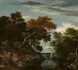 Jacob van Ruisdael, A stream in a wooded rocky landscape, Oil on canvas (relined)