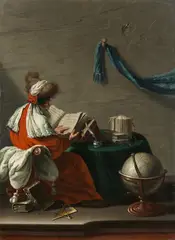 Leonaert Bramer, Scholar in a red oriental costume, Oil on panel