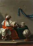 Leonaert Bramer, Scholar in a red oriental costume, Oil on panel