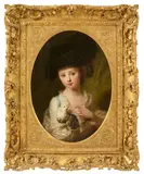 Johann Friedrich August Tischbein, Portrait of Louisa Hervey with a Dove, Oil on canvas (relined)