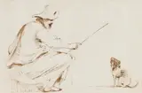 A seated man training his dog by called Il Guercino Giovanni Francesco Barbieri, Pen and brush in brown, sold May 2026