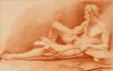 Edme Bouchardon, Reclining male nude, Red chalk