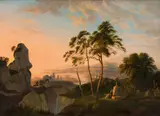 Carl Blechen, Rocky landscape with a hermit (evening view)