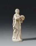 A marble figure of Miriam with the Timbrel by Heinrich Maximilian Imhof, White Carrara marble carved in the round.. Minimal wear to the plinth, otherwise in pristine condition, sold May 2026
