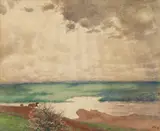 Hans Thoma, Spring (River Main landscape), Watercolour, mounted on cardboard