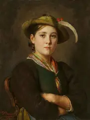 Franz Defregger, Portrait of a girl, Oil on panel