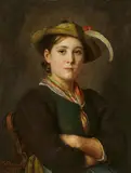Franz Defregger, Portrait of a girl, Oil on panel