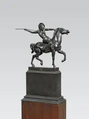 Franz von Stuck, Amazon, Bronze sculpture with a tall bronze plinth (