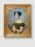 Ernst Gebauer, Portrait of a Lady with a Floral Wreath, Oil on canvas