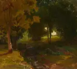 Carl Schuch, The Game Park at Werder, Oil on card