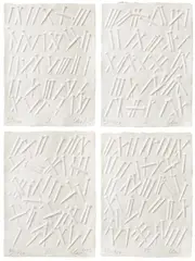 Schrift der Nägel (I-IV) by Günther Uecker, 2007, 4 embossings on card. Each, sold Dec 2025