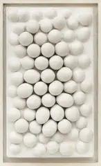 Adolf Luther, Entmaterialisierung (Eierobjekt), 1962, Eggshells and plaster on wood in wood frame. Approx