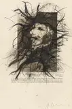 Arnulf Rainer, Untitled, 1982, Indian ink, coloured chalk and pencil over reproduction on book page. Approx