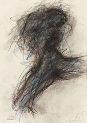 Untitled by Arnulf Rainer, 1981, Klimt Aktüberarbeitung: Oil and coloured chalk over reproduction on paper, sold Dec 2025