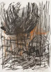 Georg Baselitz, Untitled (Schwarzes Pferd (Pastorale)), 1985, Pastel, charcoal and pencil on card