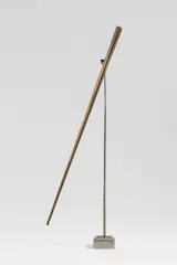 George Rickey, One Line down, 1994, Kinetic steel sculpture with a mobile blade. Height of hanging with plinth approx
