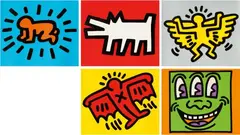 Keith Haring, Icons, 1990, 5 colour screenprints on card. Each