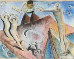 Hafenstadt by Leiko Ikemura, 1983, Oil and pigment on canvas, sold Dec 2025