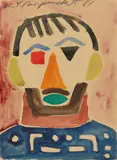A. R. Penck, Selbstbildnis, 1981, Watercolour on paper
