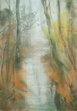 Karl Hagemeister, Der Wentorfgraben am Schwielowsee (Herbstliche Flusslandschaft), Circa 1907, Pastel chalks on canvas, laid on fibreboard
