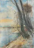 Karl Hagemeister, Märkische Seenlandschaft (Schwielowsee in Brandenburg), Circa 1908, Pastel chalks on canvas