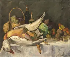 Leo von König, Stillleben mit Früchten, Ente und Fasan, 1915, Oil on canvas
