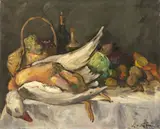 Leo von König, Stillleben mit Früchten, Ente und Fasan, 1915, Oil on canvas