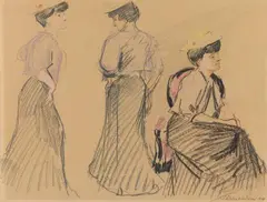 August Macke, Mädchenstudien I, 1907, Colour chalk drawing on firm drawing paper