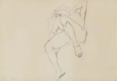 Lovis Corinth, Liegender Frauenakt (Studie Ariadne), Circa 1913, Pencil drawing on structured laid paper with watermark "J WHATMAN"