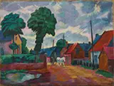 Otto Möller, Thüringer Dorf mit Pferdegespann, 1914, Oil on canvas